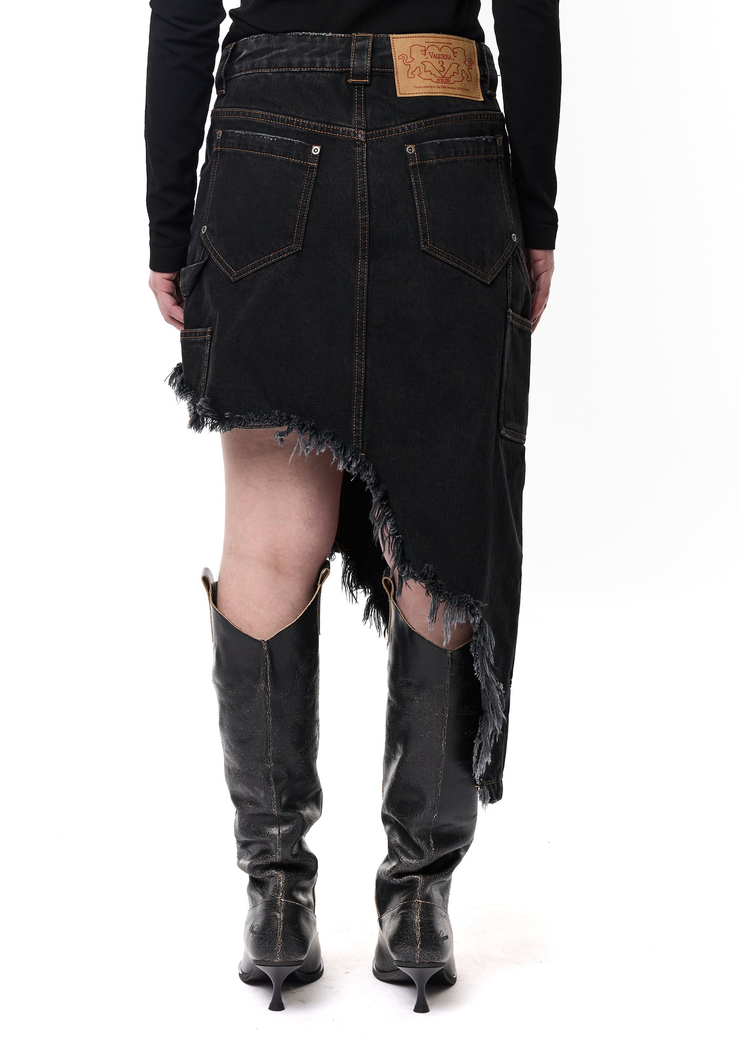 Asymmetrical Denim Workwear Skirt