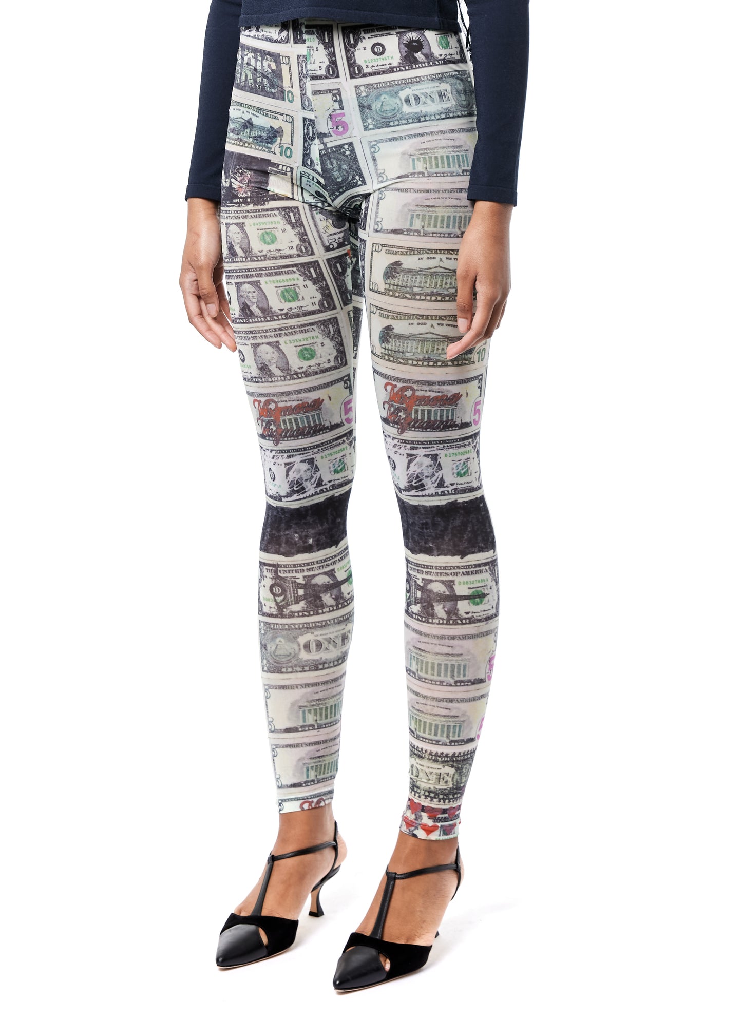 MESH DOLLAR PRINT LEGGINGS