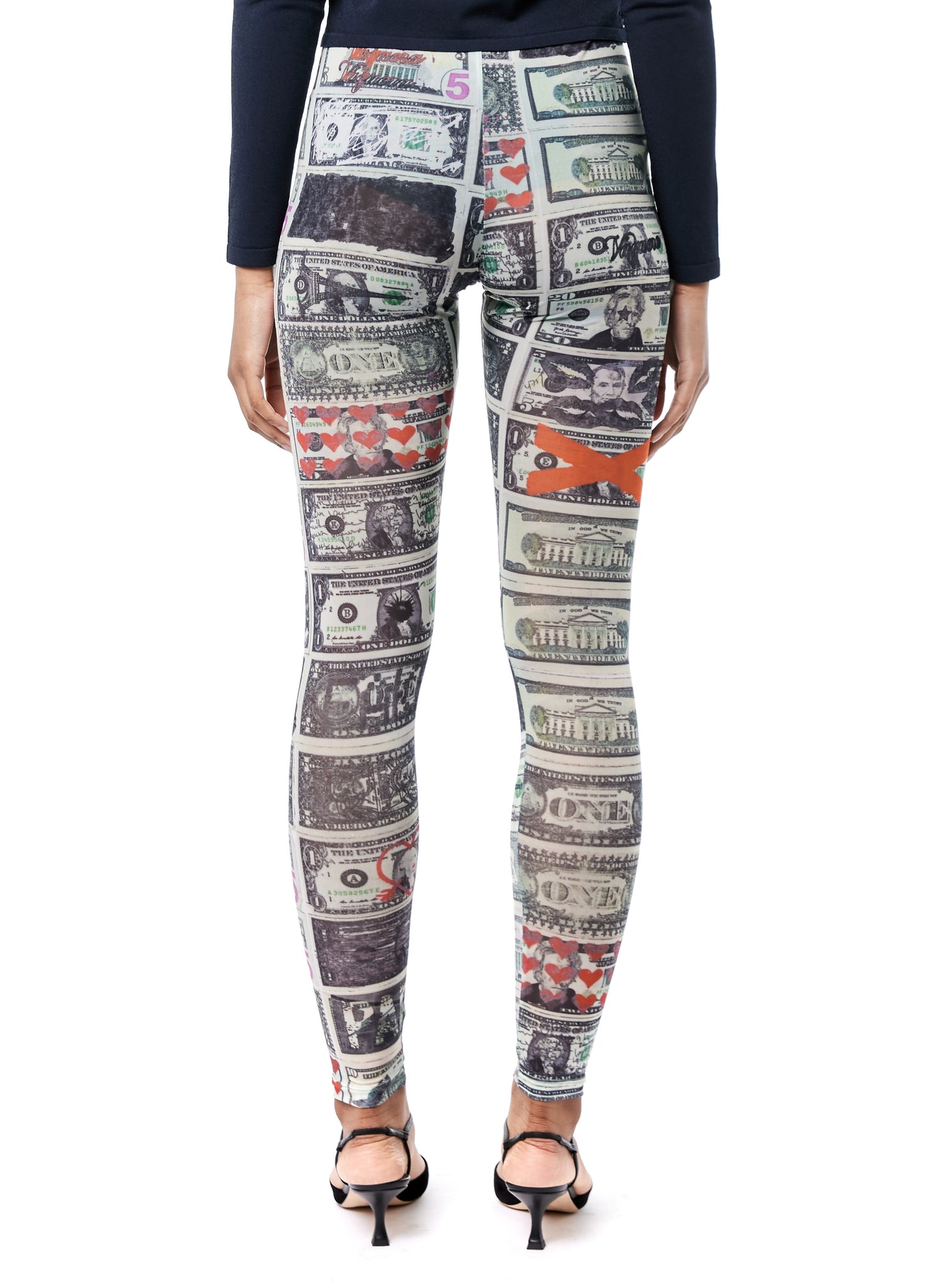 MESH DOLLAR PRINT LEGGINGS