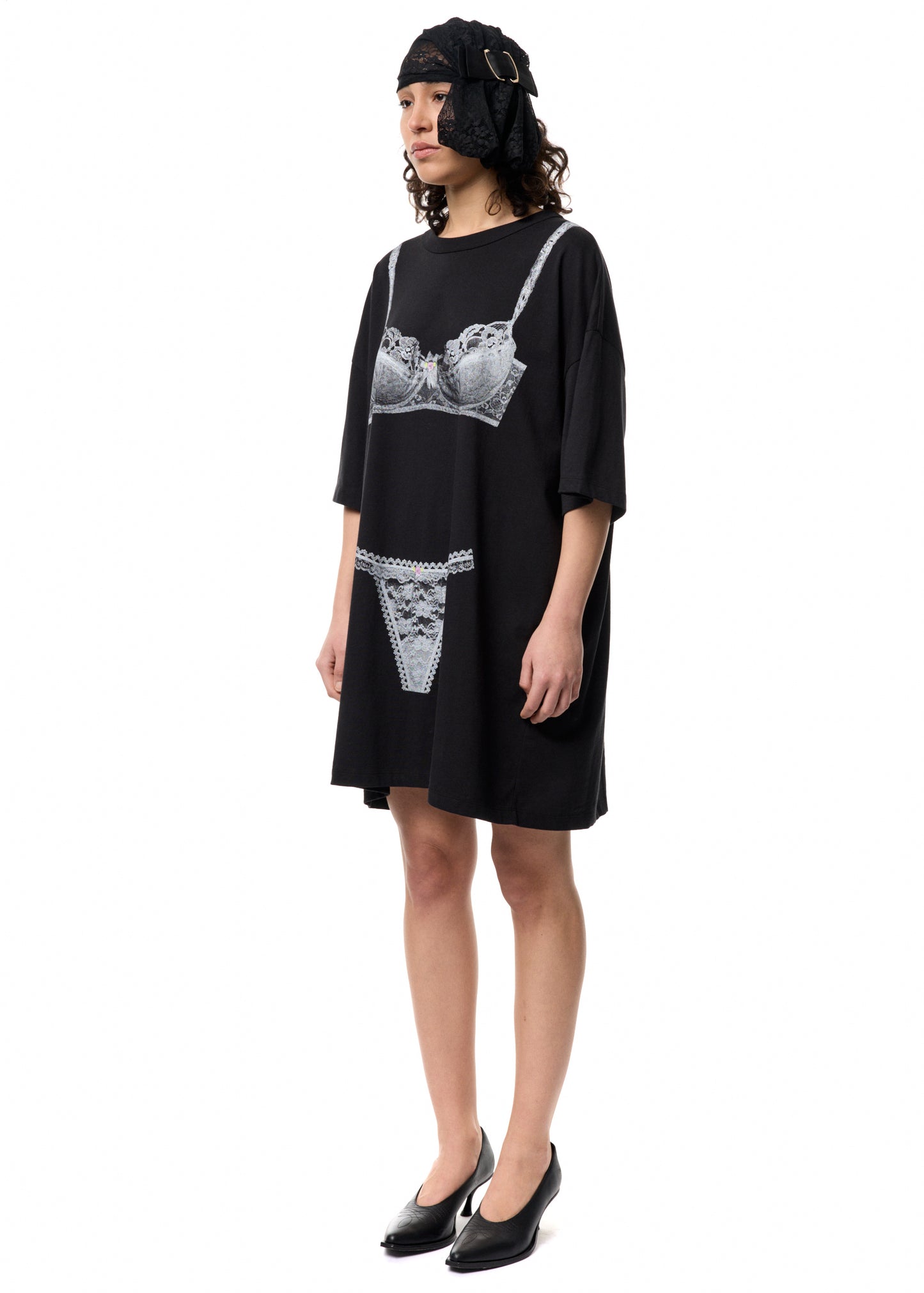BLACK TROMPE L'OEIL TALL TEE