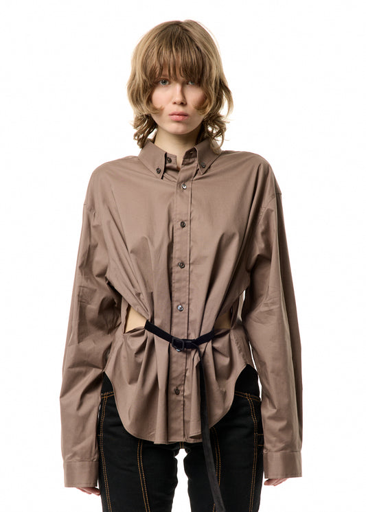 BELTED BUTTON DOWN SHIRT