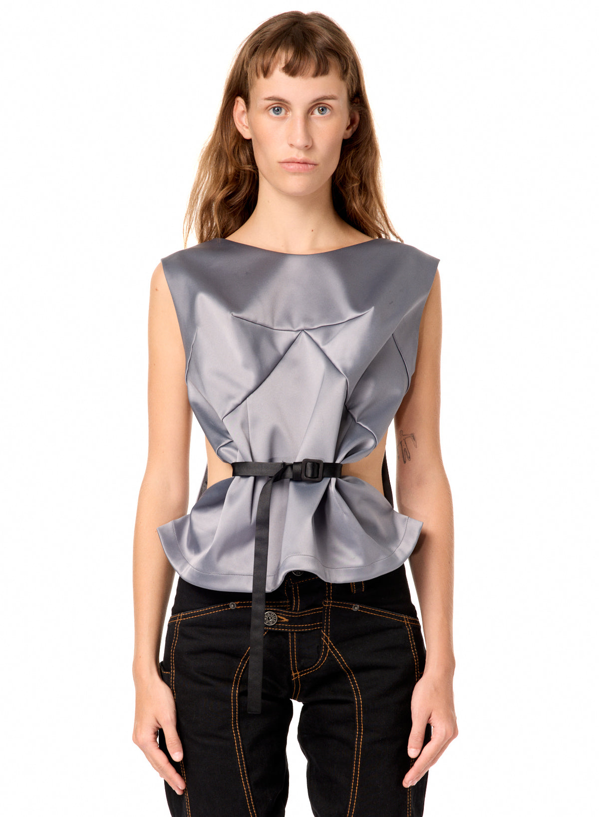 SATIN BELTED TOP