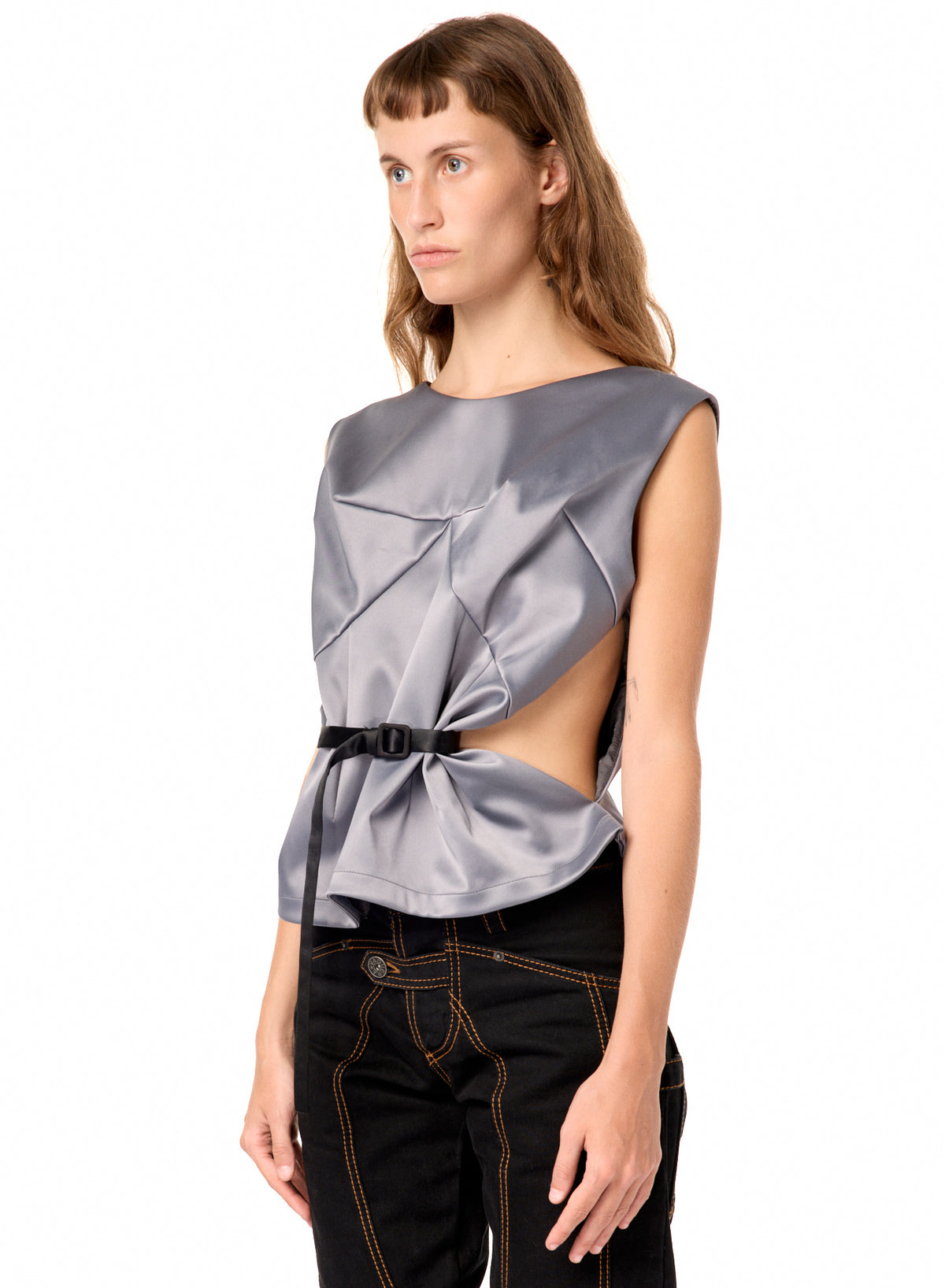 SATIN BELTED TOP